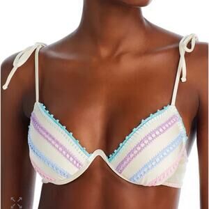 Capittana NWT Aria Crochet Trim Bikini Top Size S Underwire Removable Padding